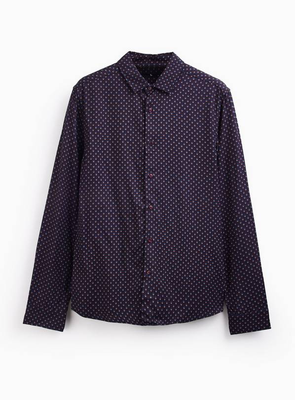 Black Pin Dot Pattern Shirt XXL